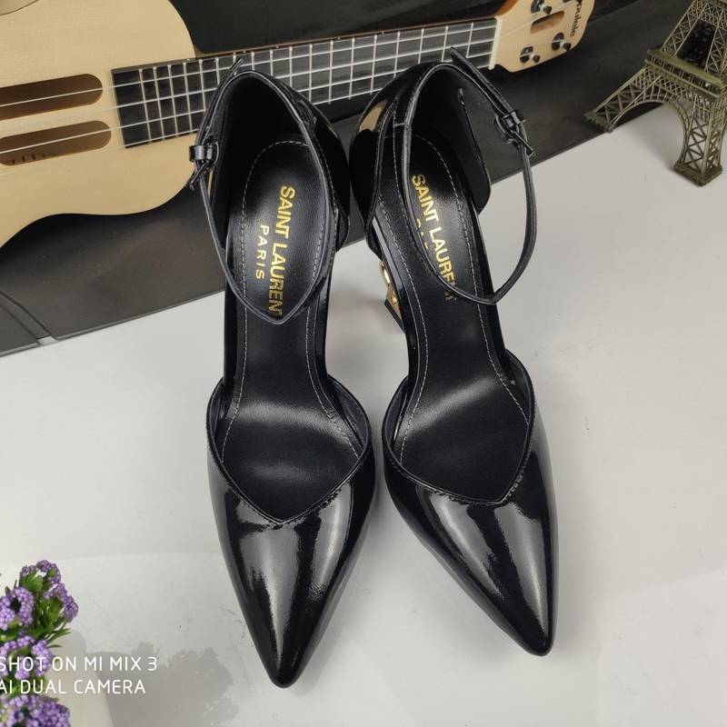 Saint Laurent YSL Pointed patent leather high heels 10.5CM Slide Sandal