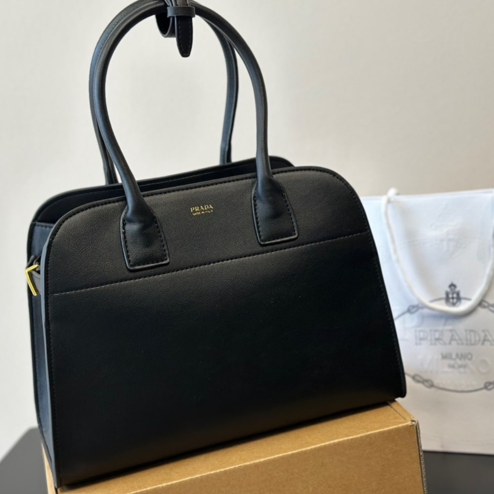 Prada Medium Leather Tote Bag Black 32Cm