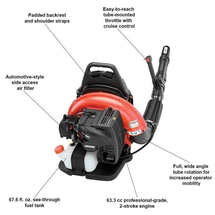 echo-63.3cc Gas 2-Stroke Cycle Backpack Leaf Blower with Tube Throttle