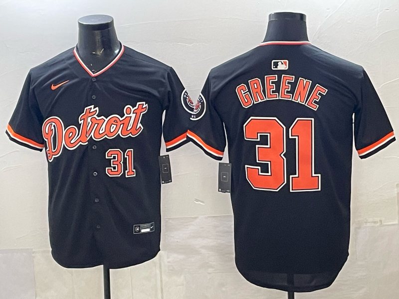 Men's Detroit Tigers Riley Greene #31 Black Game Player Jersey