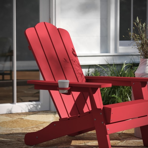 Set of 4 AllWeather Adirondack Chairs with Cupholders