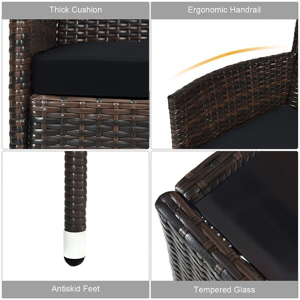 Costway 8PCS Rattan Patio Furniture Set Cushioned Sofa Chair
