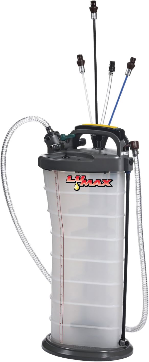 LX-1314 Gold/Silver Manual/Pneumatic 2-in-1 Fluid Extractor (2.6G 10L Capacity). Suitable for Brake Fluid, Engine Oil, Gear Oil, Transmission Fluid, Water, etc.