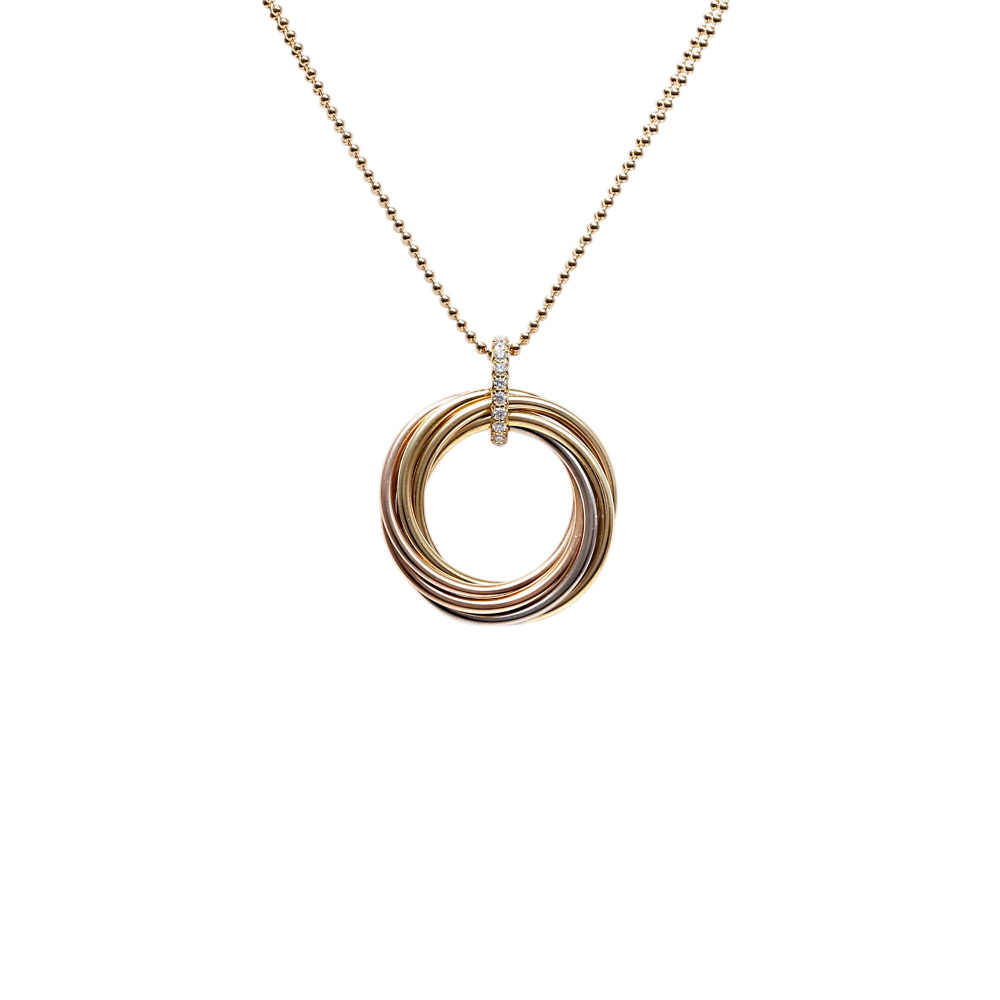 Cartier Trinity Necklace Tri-Gold Diamond B7224806