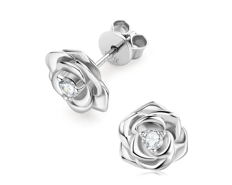 Rose Floral Jewelry Collection – Coordinating Necklace, Studs and Bangle Set with Botanical Detailing