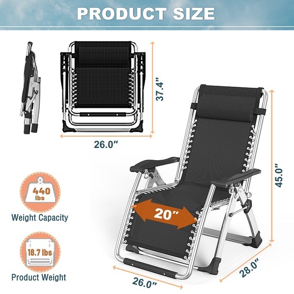 DoCred Zero Gravity Chair,Folding Lawn Chaise Recliner Lounge Chair