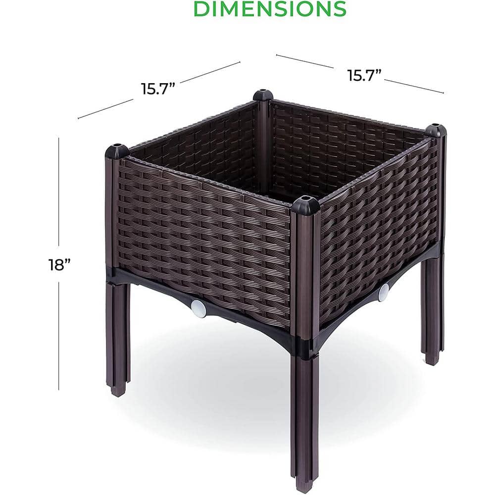 BACKYARD EXPRESSIONS PATIO? HOME? GARDEN Backyard Expressions 16 in. x 16 in. x 18 in. Resin Wicker Elevated Garden Bed 911216