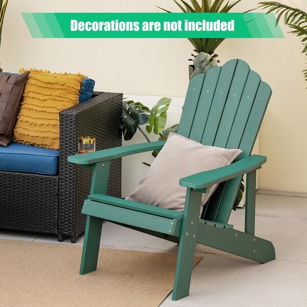 Costway Patio HIPS Adirondack Chair with Cup Holder Weather Resistant