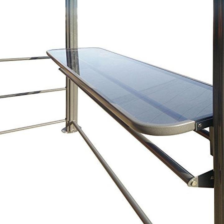 aleko-Steel Hard Top BBQ Gazebo Grill Shelter Canopy with Serving Tables 8 x 5 x 8 Feet Brown