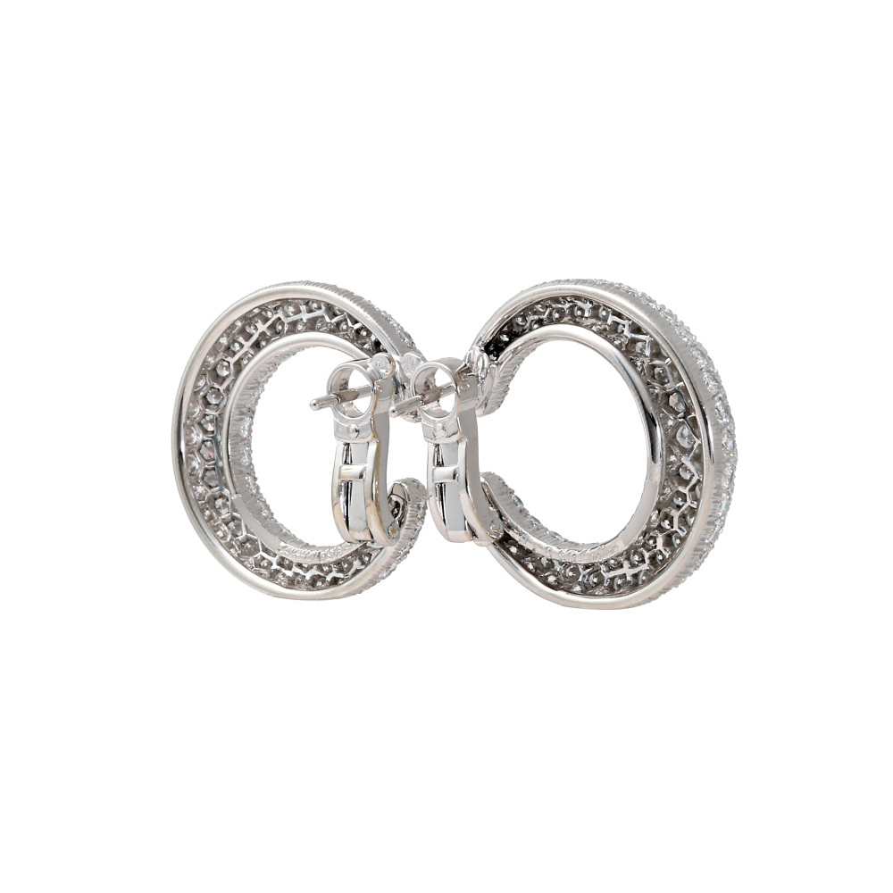 Cartier Panthère Creole Hoop Earrings Platinum Diamond