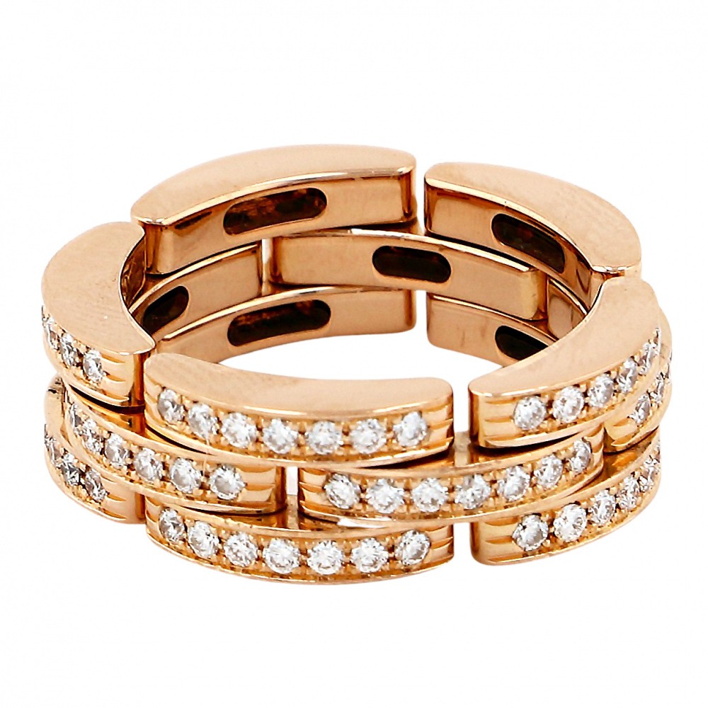 Cartier Mayon Pantale Ring 18K Rose Gold Diamond