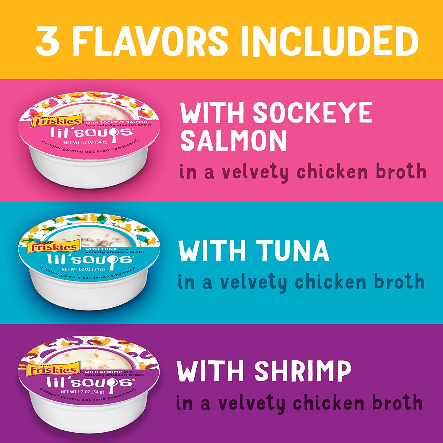 Purina Friskies Grain Free Wet Cat Food Complement Variety Pack, Lil' Soups with