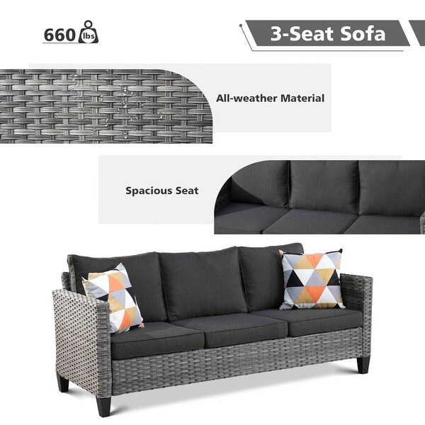 OVIOS 6piece Wicker Sectional Sofa Swivel Rocking Chair Set