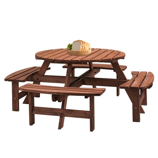 8Person Outdoor Picnic Table w/Benches and Umbrella Hole,2200 LBS