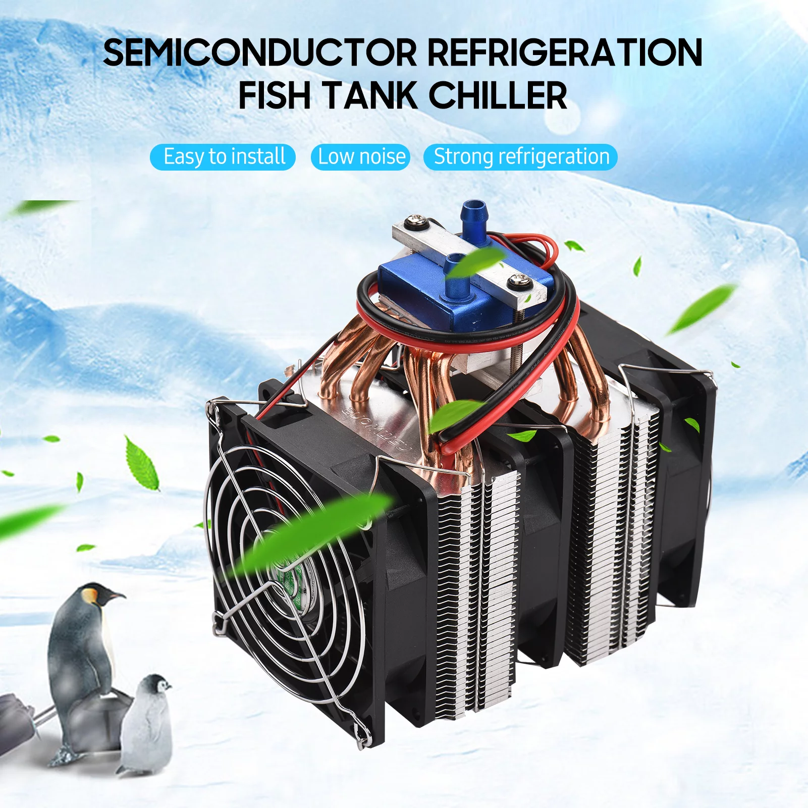 Carevas 180W High Power Semiconductor Refrigeration Fish Tank Chiller Refrigerator Cooling-water Machine Chiller Water Cooler Aquarium Chiller with 6pcs Heat Dissipation Copper for 40 Liters Aquar