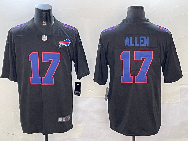 Men's Buffalo Bills #17 Josh Allen Black Game Jersey
