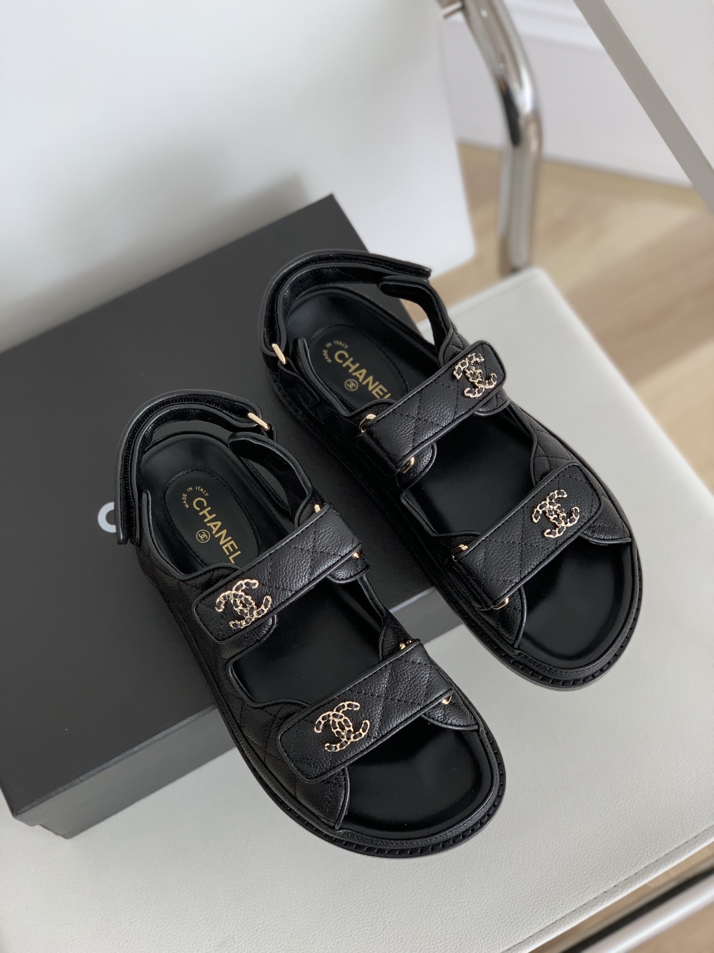 Chanel Quilted Dad Sandal Black For Women