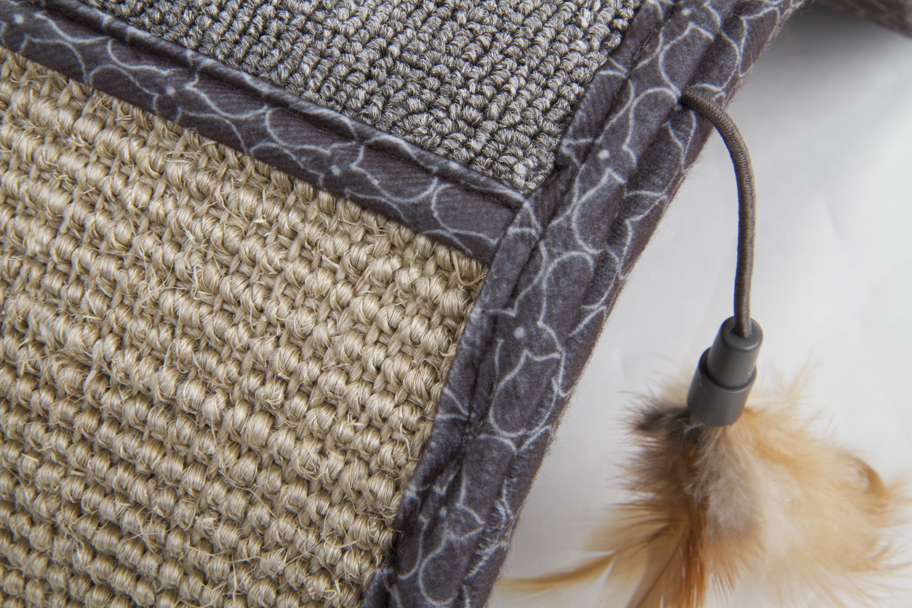 SmartyKat Scratch Scroll with Feather Toy, Multi-Surface Sisal and Carpet Cat Scratcher