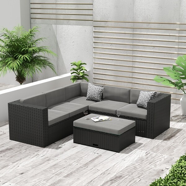 Ander Outdoor Patio Sectional Sofa Conversation Set with Cushions