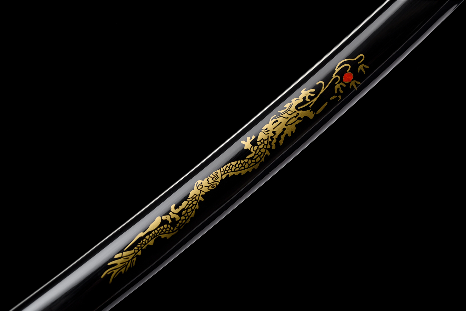 Handmade Katana High Carbon Gold Blade Dragon Tsuba Black Saya Full Tang
