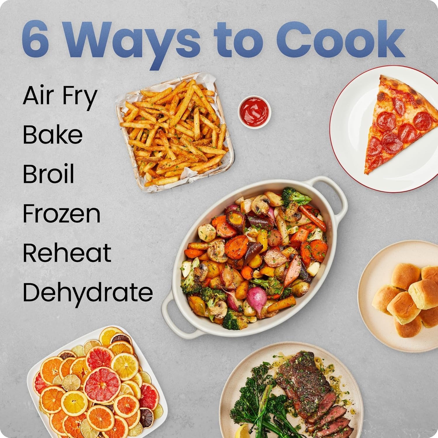 9QT 6-in-1 Air Fryer, 450°F Max Temp, Turbo Air Flow, View Window, Dishwasher Safe Nonstick Basket, 1750W, Matte Black