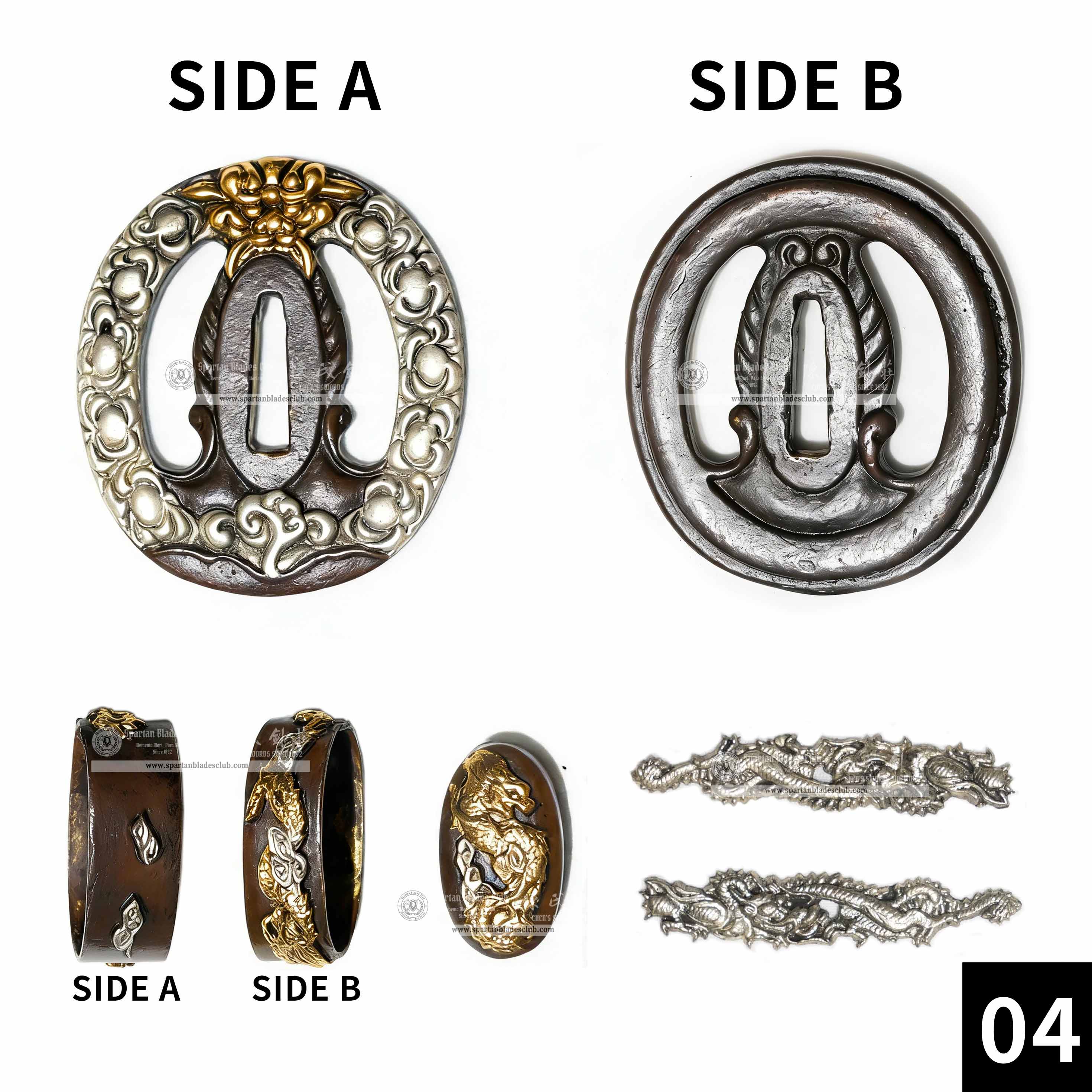 Custom Your Katana | Loong（Chinese Dragon） | Complete Set Fittings (Brass Gilded) | Spartan Blades Club | CHEN'S SWORDS 1892 - Spartan Blades Club - 陳氏劍莊1892