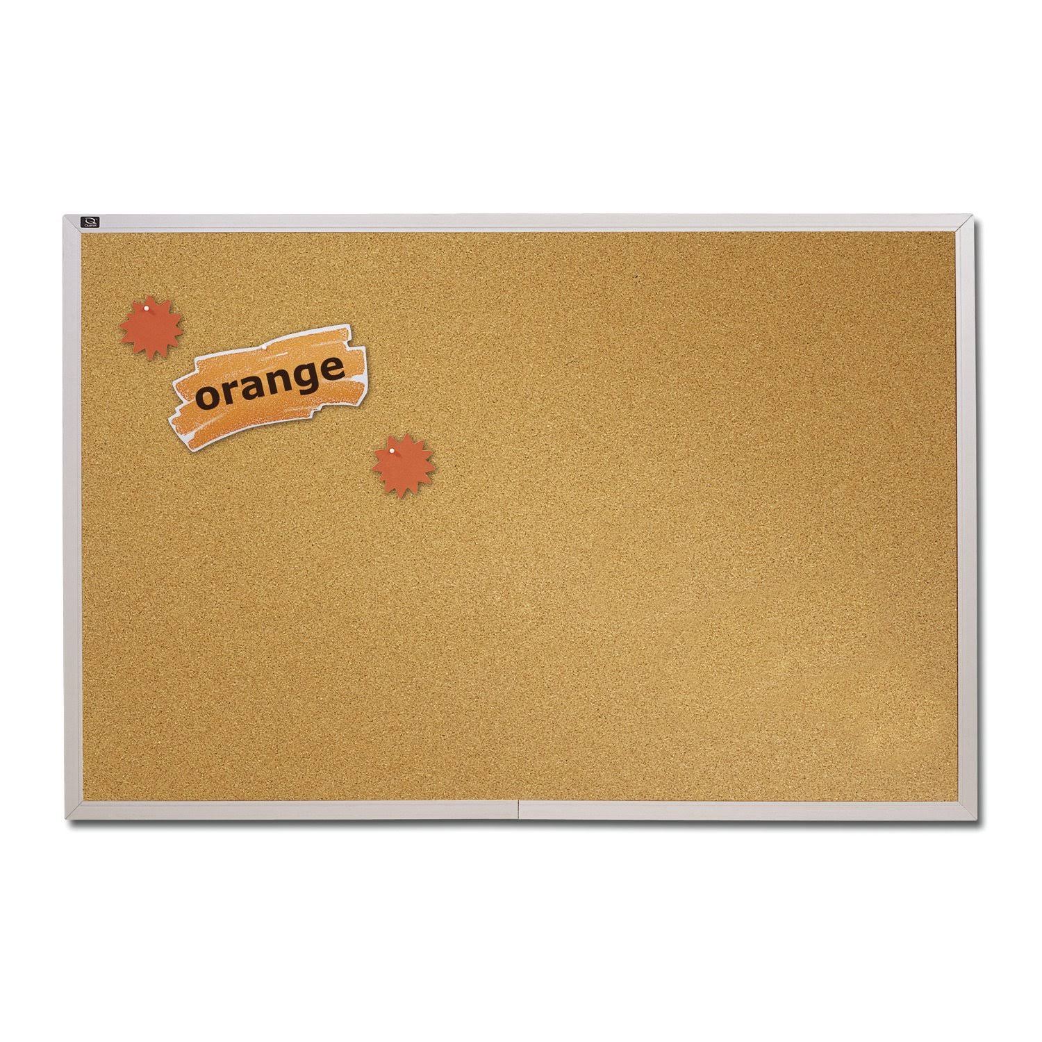 Quartet 4& x 12& Natural Cork Bulletin Board, Aluminum Frame (ECKA412)