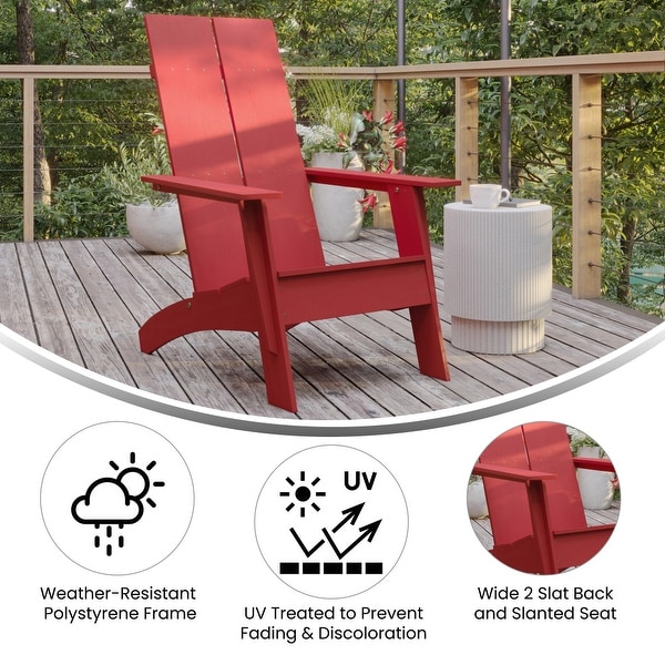 Modern Dual Slat Back Adirondack Style Patio Chair