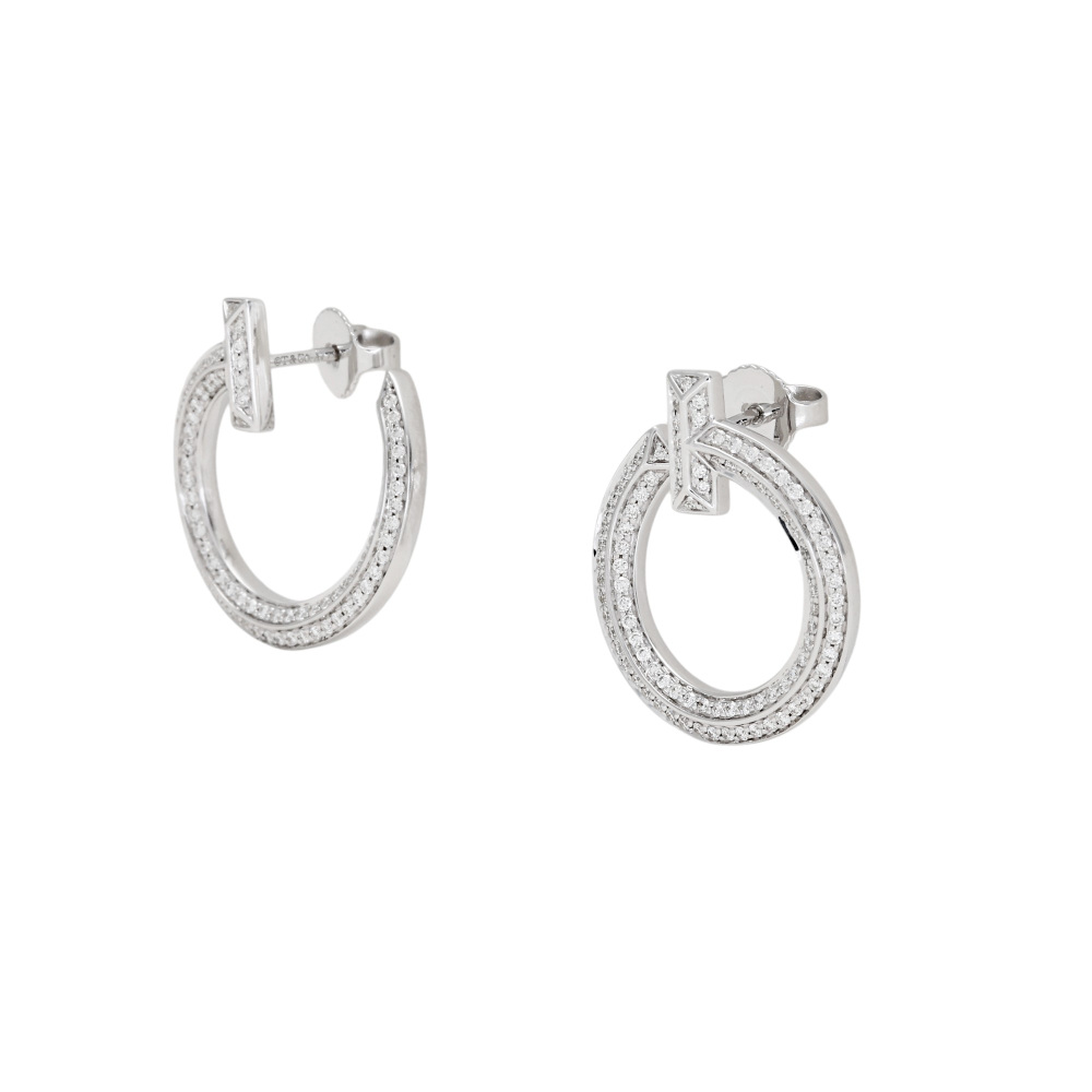 Tiffany & Co. Tiffany T One Open Hoop Earrings 18K White Gold 68408121