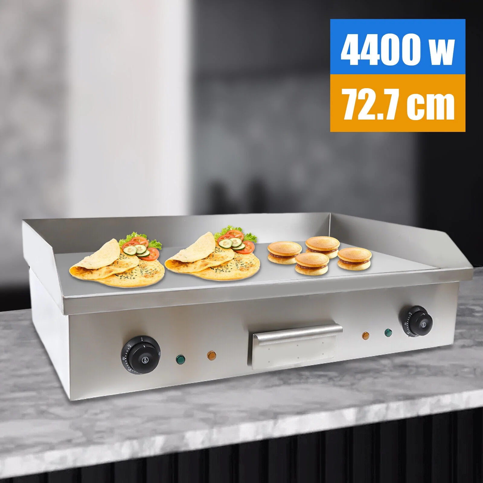 Miumaeov 29inch Commercial Electric Countertop Griddle Stainless Steel Flat Top Grill BBQ Hot Plate 50°C to 300°C Adjustable 4400W 110V