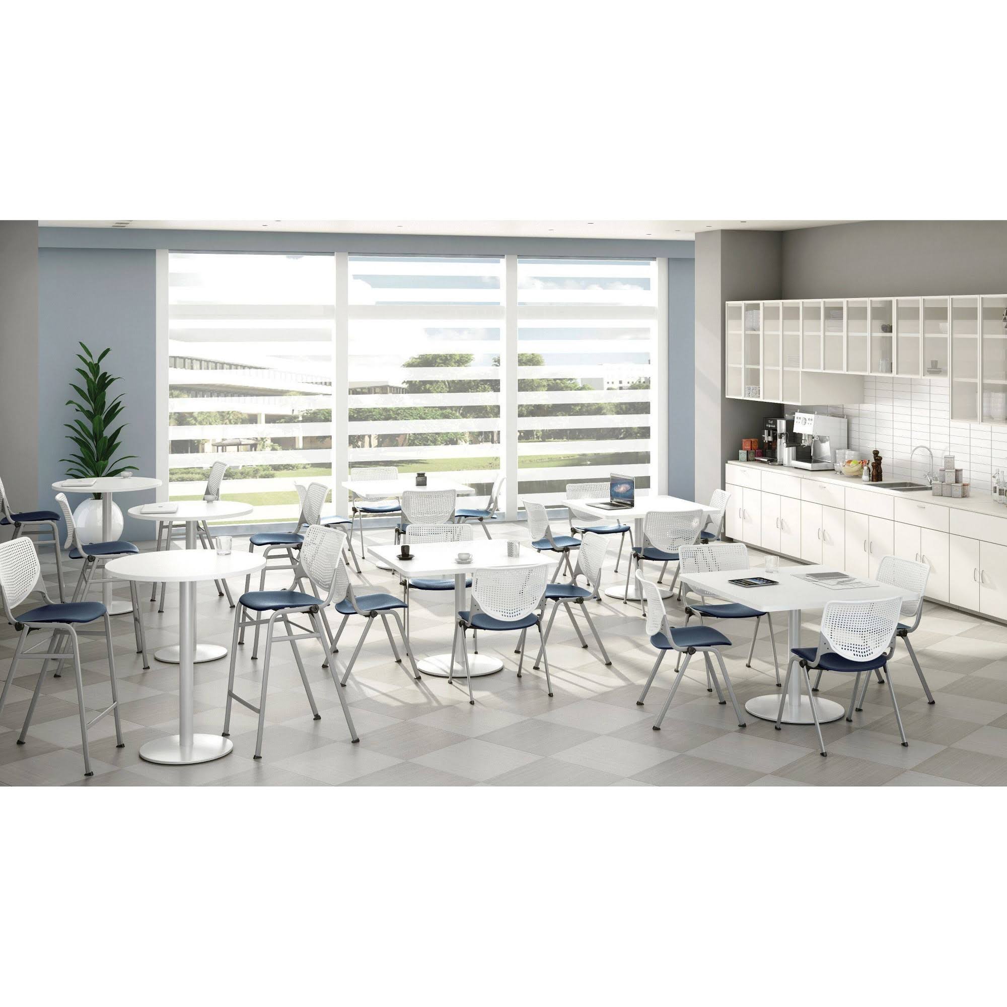 KFI Kool Poly Stacking Barstool White Back Navy Seat