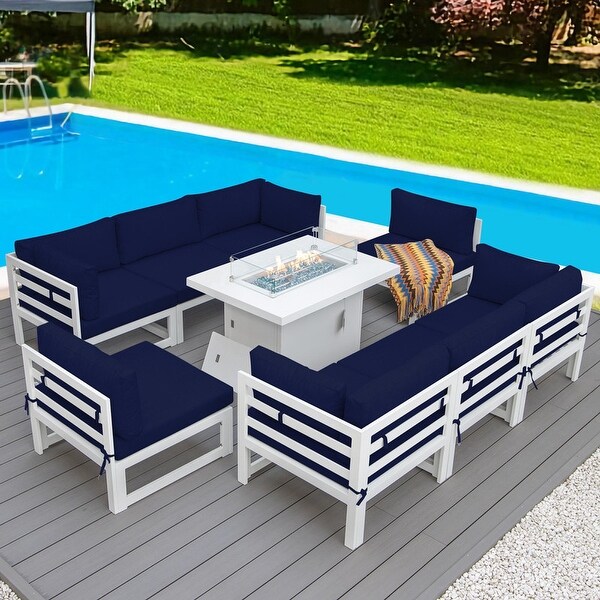 Nicesoul White Aluminum Modern Patio Furniture Sectional Sofa Set with Cushion