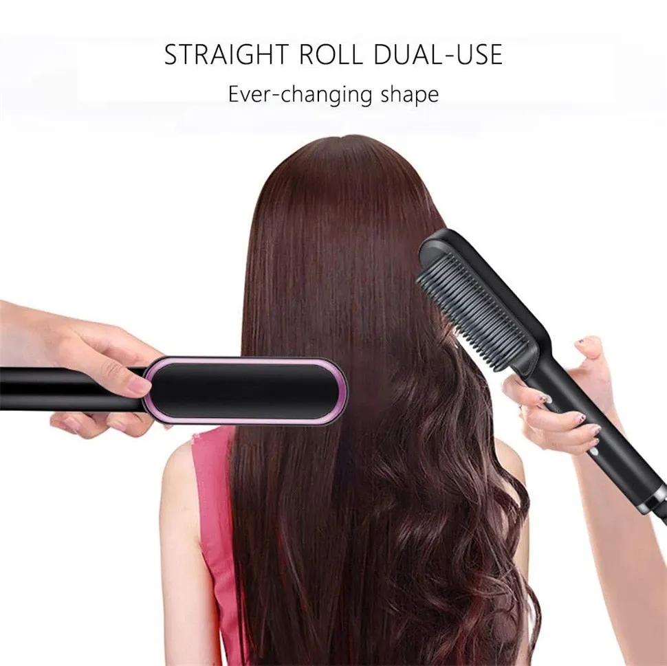 PROFESSIONAL 2-In-1 Hair Straightener Curler Hot Air Comb