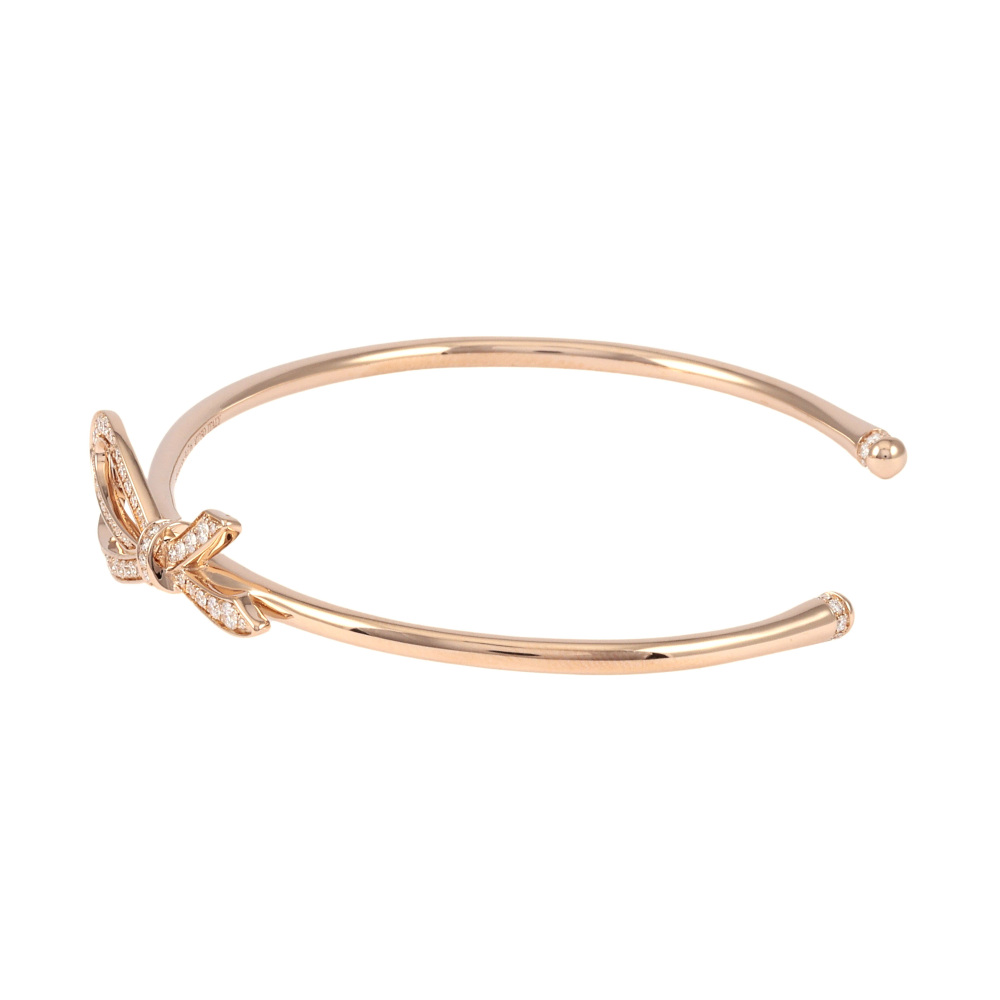 Tiffany & Co. Tiffany Bow Ribbon K18 Pink Gold Bangle Bracelet Diamond