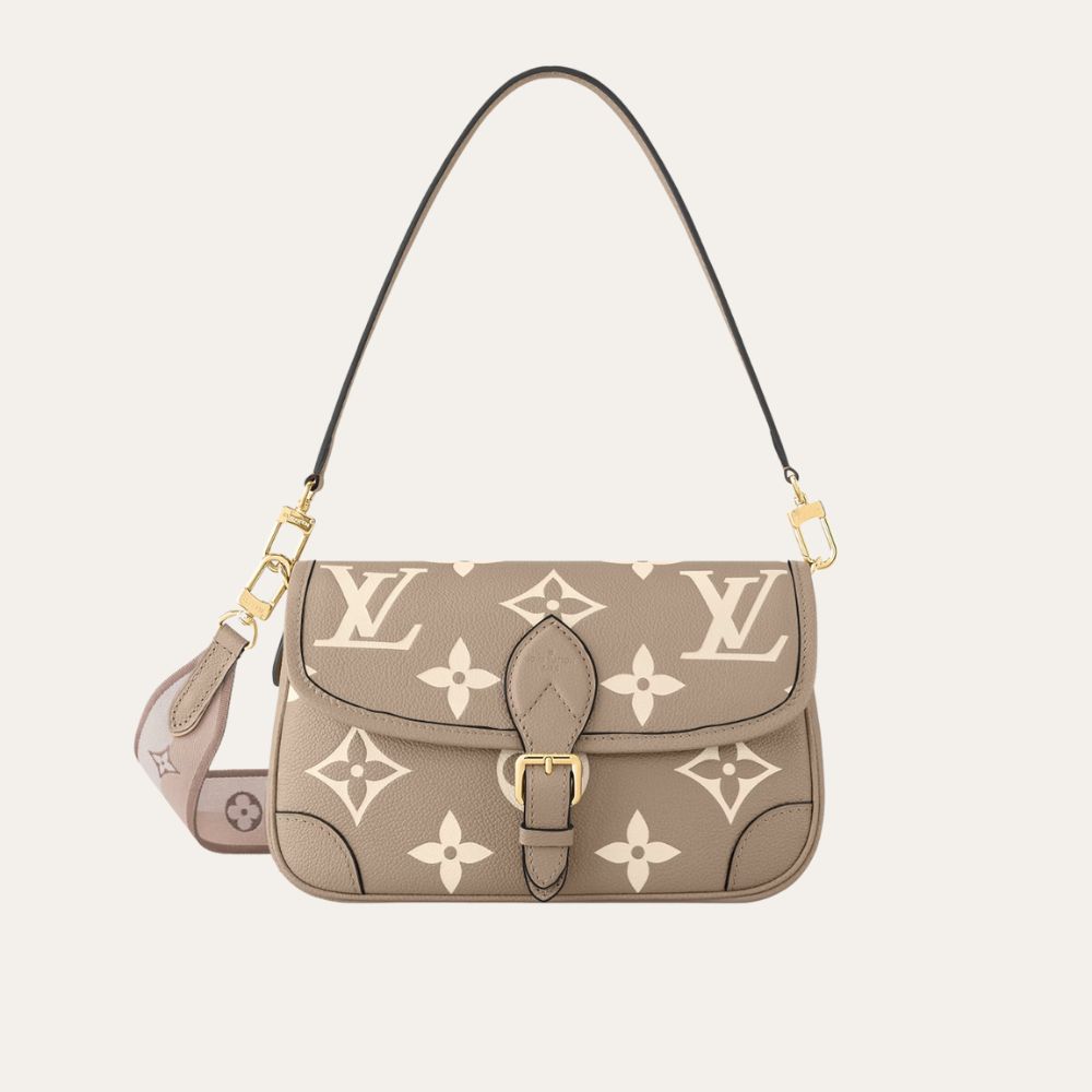 Louis Vuitton Diane Monogram Empreinte Leather Beige 9.4 Inches M46583
