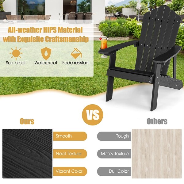 Costway Patio HIPS Adirondack Chair with Cup Holder Weather Resistant