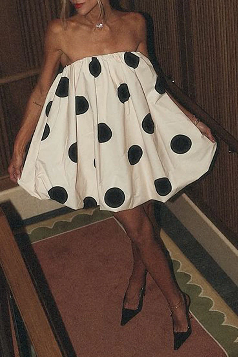 Chic Polka Dot Strapless Mini DressClistos