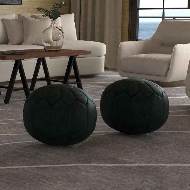Rogen Round Pouf Teal Wyndenhall