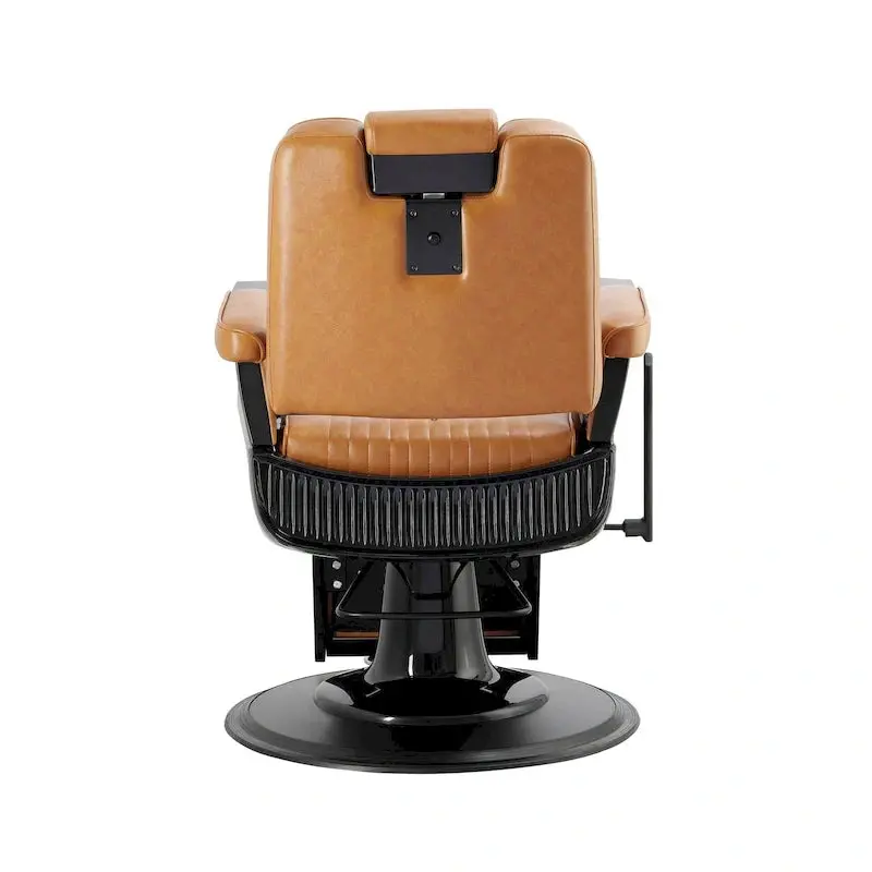 SHERMAN Heavy-Duty Barber Chair – Professional Reclining Styling Seat in Camel Finish