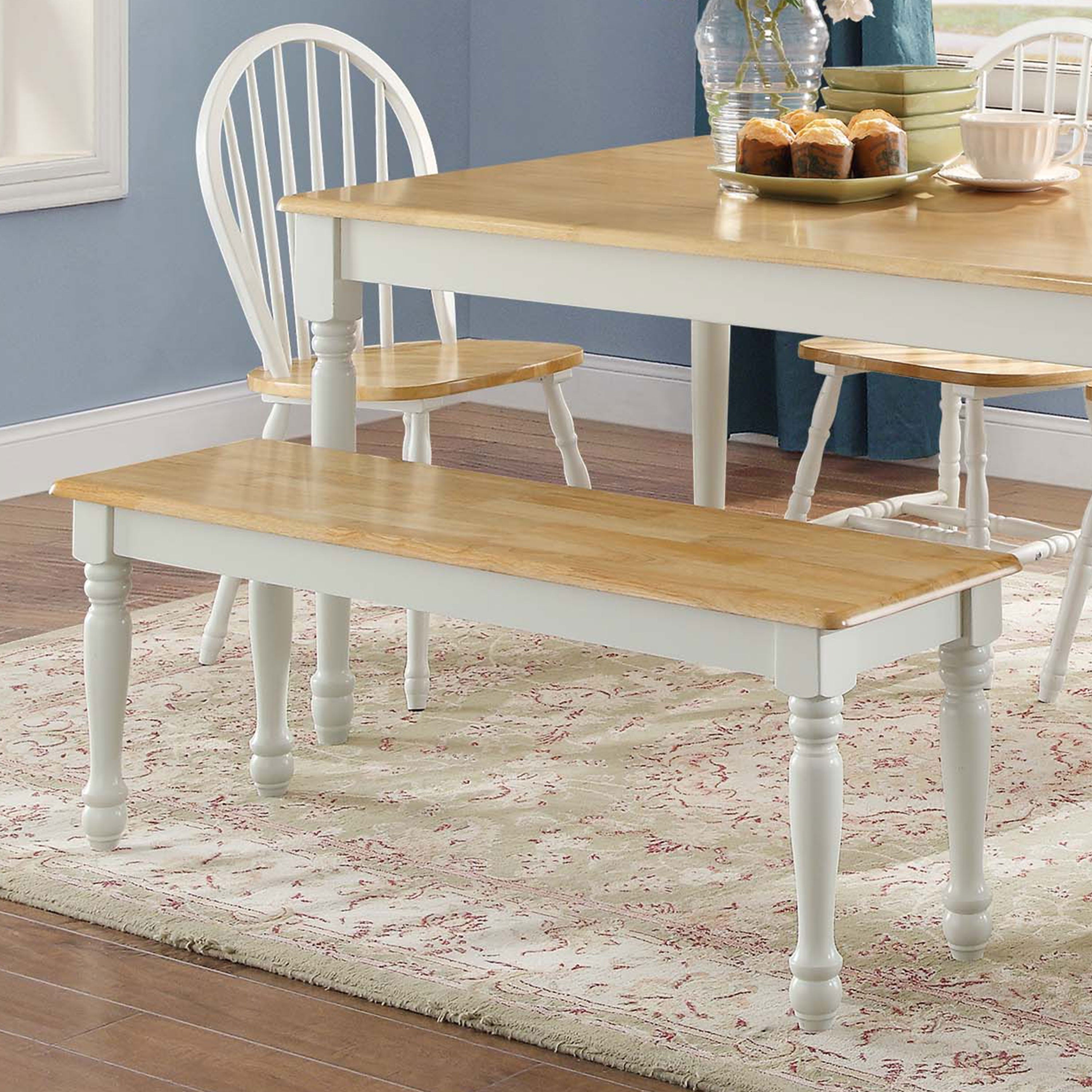 Better Homes and Gardens Autumn Lane Farmhouse Solid Wood Dining Bench and Natural Finish