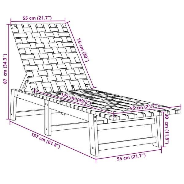 vidaXL Sun Lounger Reclining Patio Furniture Solid Wood Acacia and Fabric