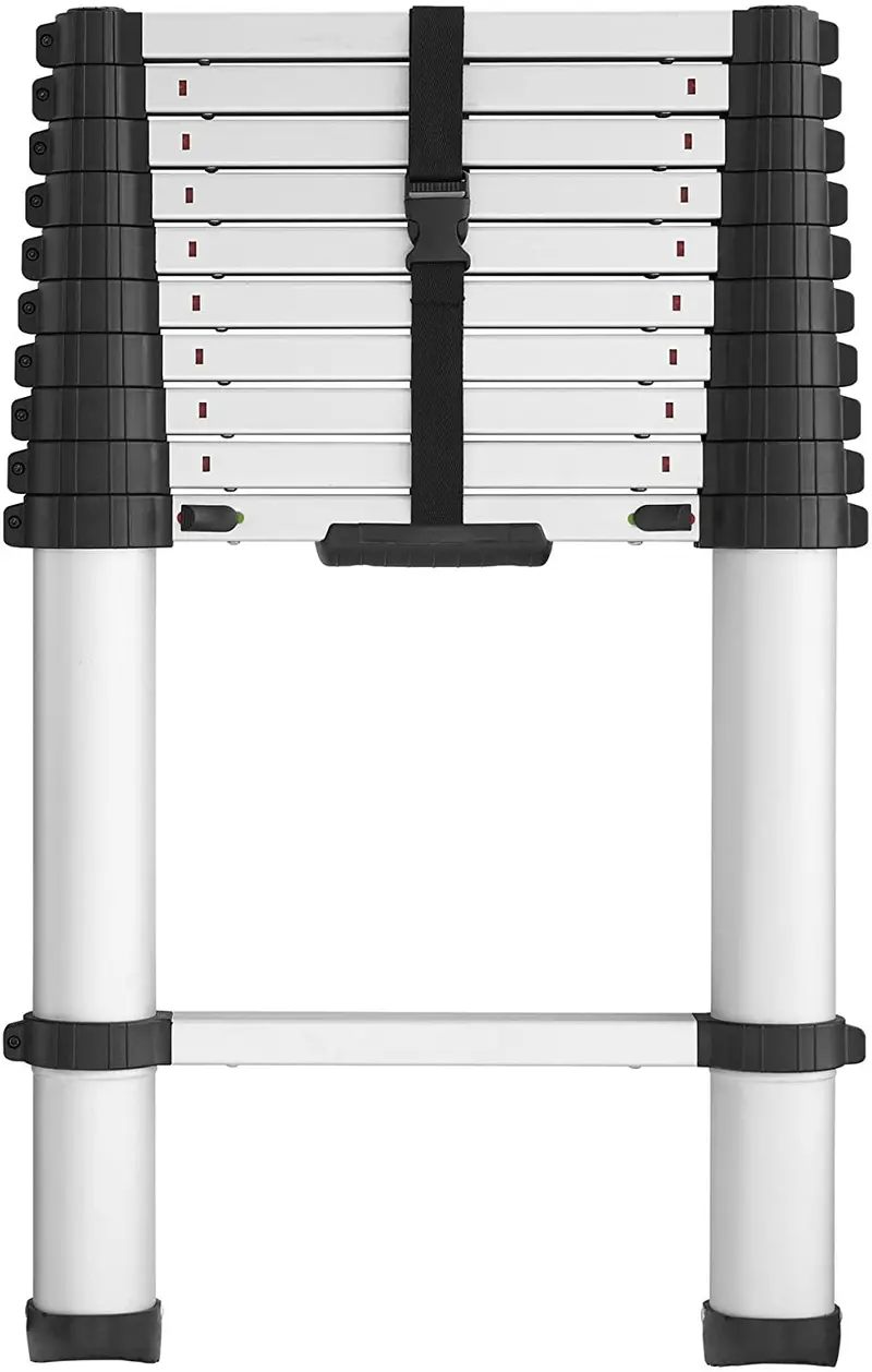 SmartClose Telescoping Aluminum Ladder – 12.5 ft Extended Height, 16 ft Max Reach, 300 lb Capacity, Pinch-Free Soft-Close Locking System