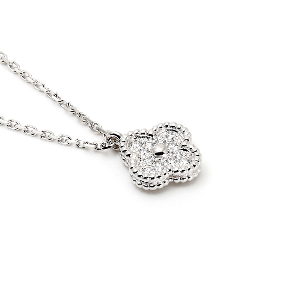 Van Cleef & Arpels Sweet Alhambra Necklace 18K White Gold Diamond VCARO85900