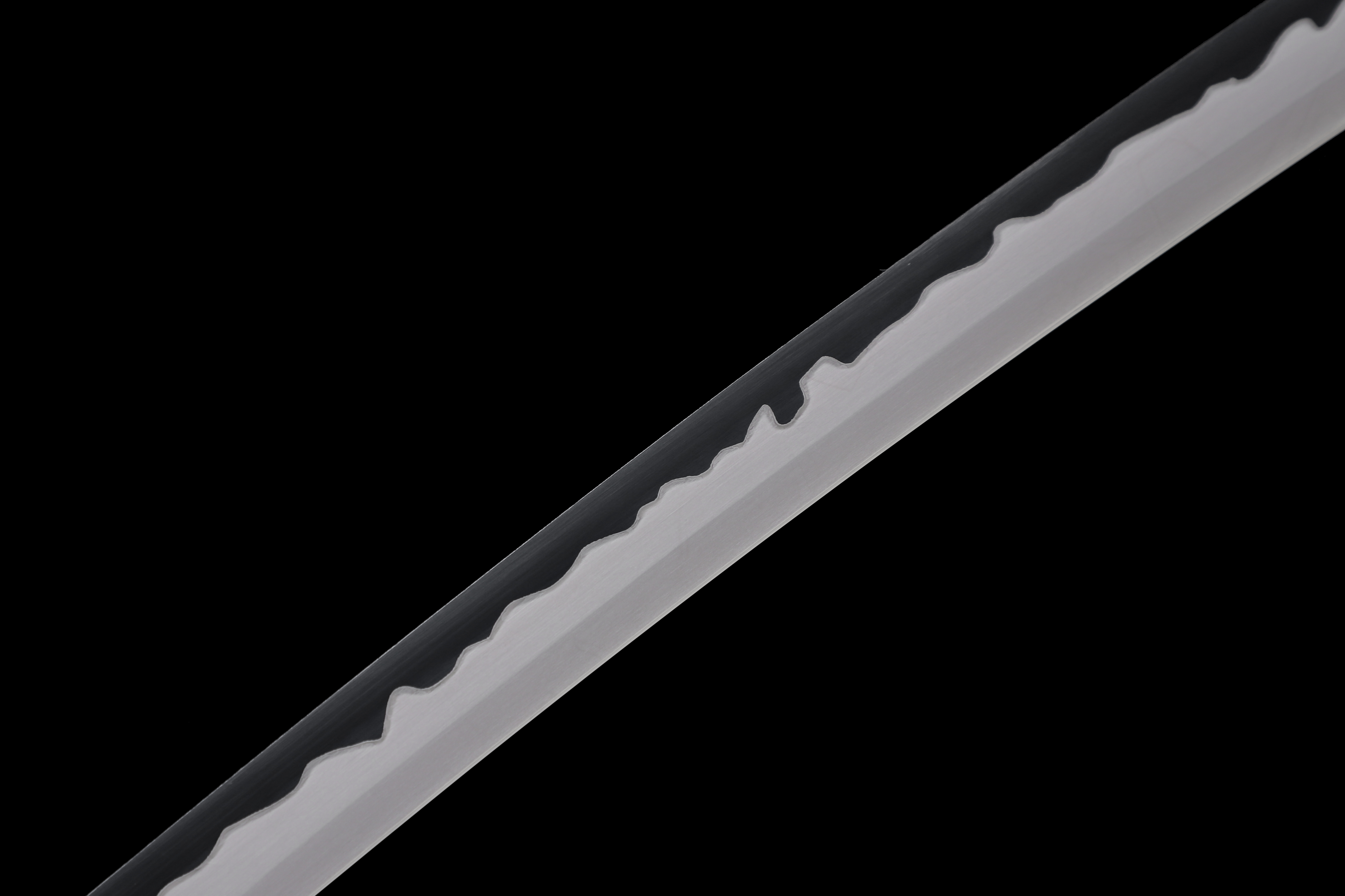 Handmade Katana 9260 Spring Steel Frost Wind Black White Blade Full Tang