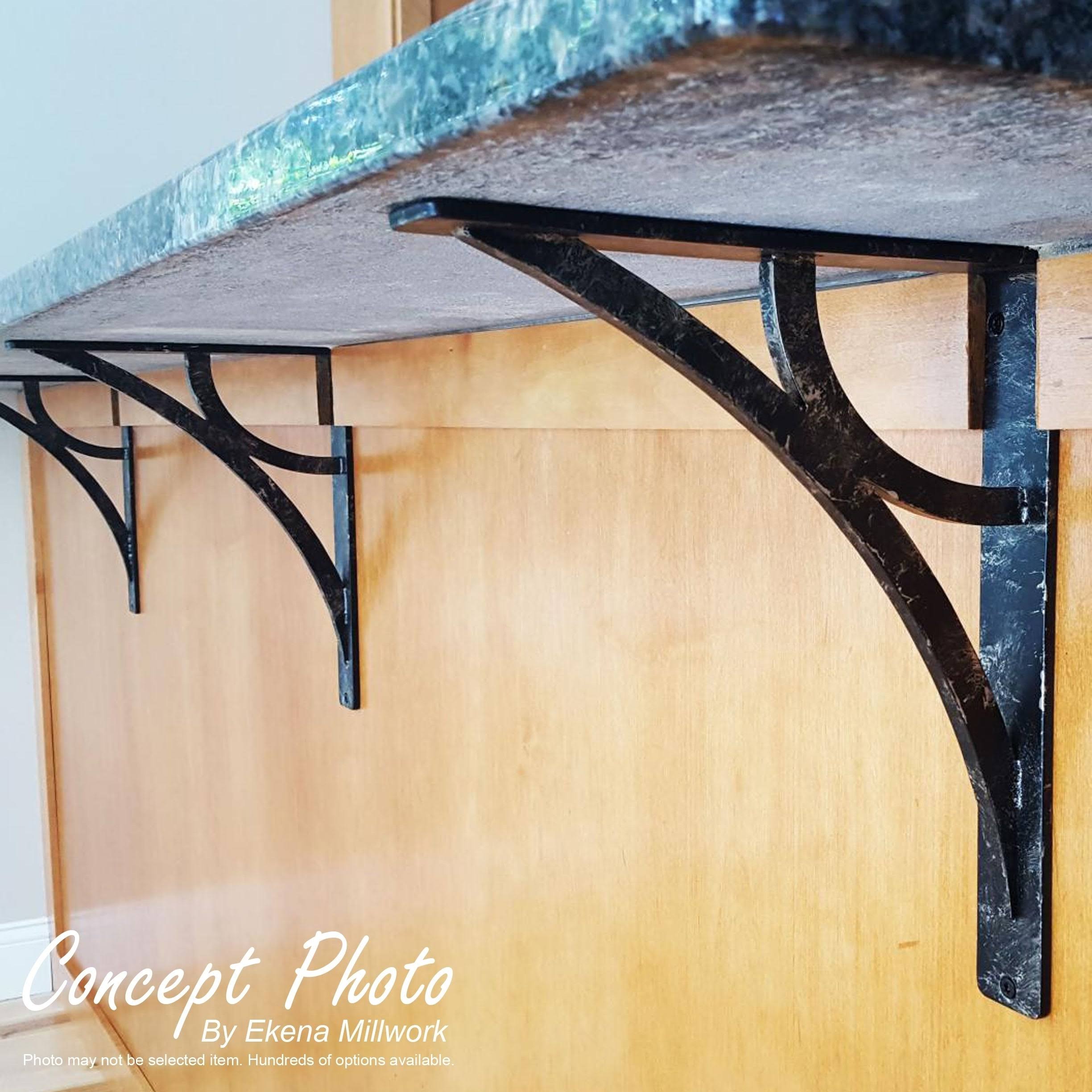 Tristan Wrought Iron Bracket Antiqued Pale Gold 1 1/2x22W x 10x22D x 12x22H - (Single Center Brace)