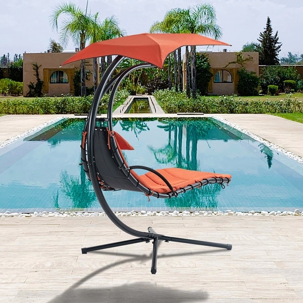Hanging Chaise Lounger with Removable Canopy