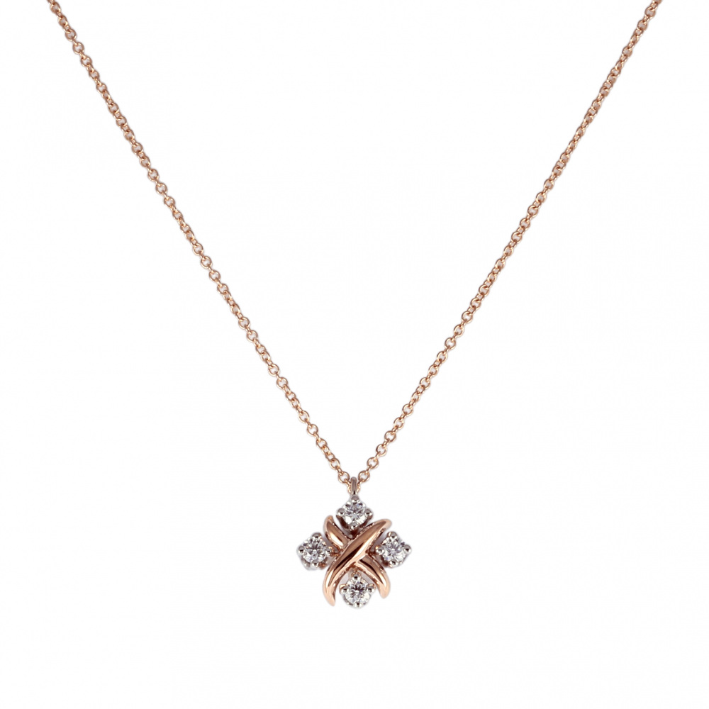 Tiffany & Co. Schlumberger Necklace Platinum & 18K Rose Gold Diamond 60022686