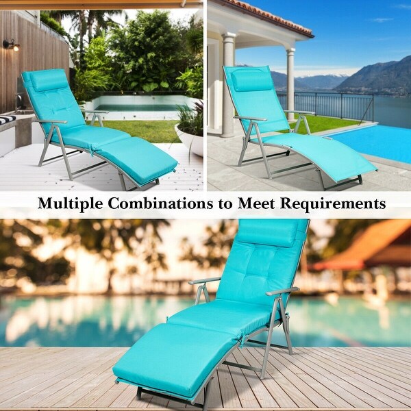 Costway 2PC Folding Chaise Lounge Chair with Cushion
