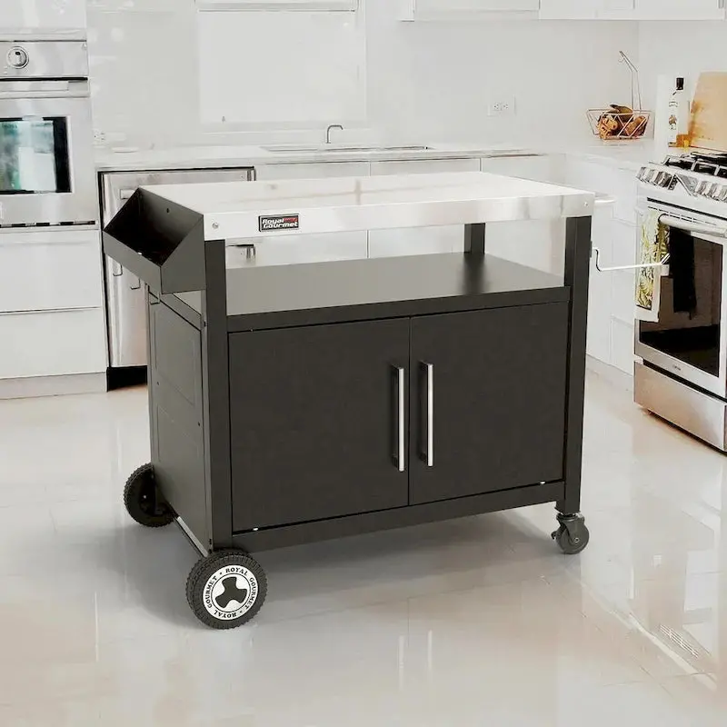 Royal Gourmet Mobile Kitchen Cart – Stainless Steel Grill Prep Station with Integrated Storage and Casters
