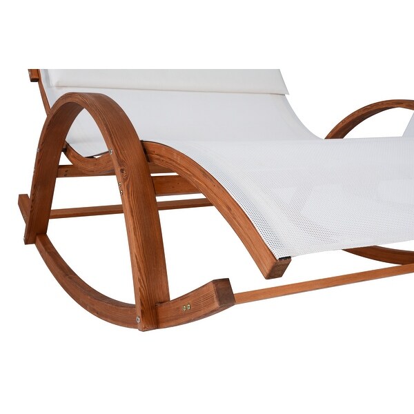 Island Retreat Bentwood Breeze Wood Frame Dual Rocking Lounger With Canopy